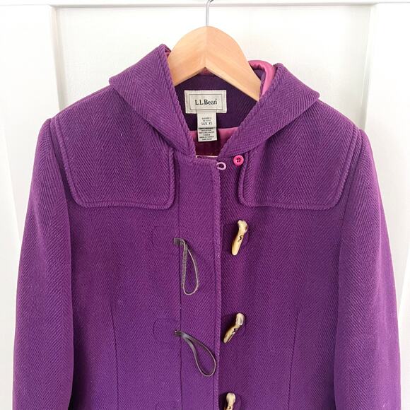 L.L. Bean Purple Wool Zip Toggle Coat Women's Size XS Petite - Picture 3 of 10